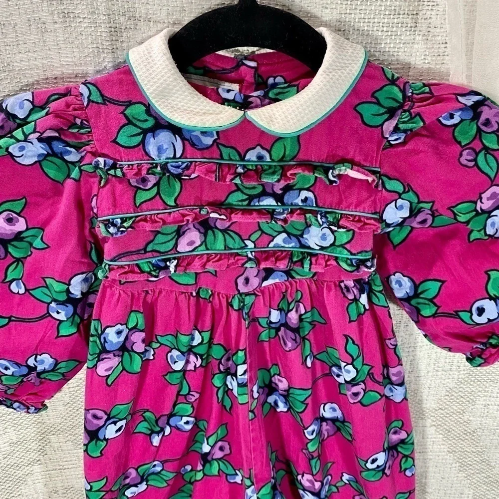 Vintage Baby Cay peter pan collar floral jumpsuit size 24M